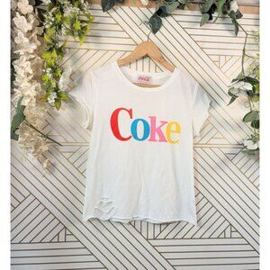 Wildfox X Coke Coca Cola Logo Retro 90's Multicolor Soft Sheer Shirt Tee 80's SM